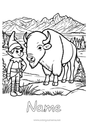 Colouring to customise Christmas Elves Elf Colouring Pages Other Animals Of The World Bison Colouring Mischievous Travelling Goblins