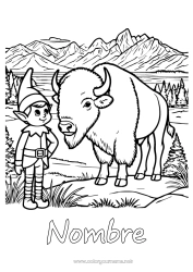 Colorear gratis Elfos de navidad Dibujos de Elfos para colorear Otros animales del mundo Bisonte