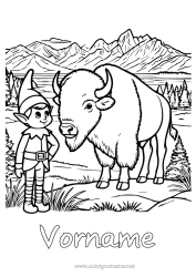 Kostenlose Malvorlage Weihnachtself Elfen Ausmalbilder Andere Tiere der Welt Bison