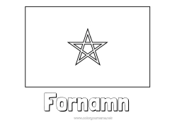 Gratis färgläggning Geografi Flagga Afrika Land Marocko