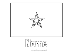 Desenho para personalizar Geografia Bandeira África País Marrocos