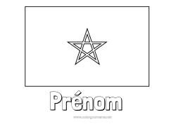 Coloriage à personnaliser Géographie Drapeau Afrique Pays Maroc