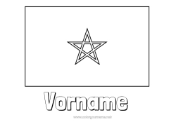 Malvorlage anpassen Geografie Flagge Afrika Land Marokko