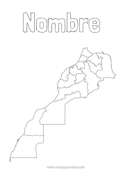 Colorear gratis Geografía Mapa del pais Marruecos