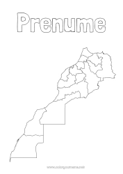 Pagină de colorat gratuită Geografie Hartă a țărilor Maroc