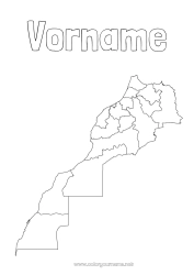 Kostenlose Malvorlage Geografie Landkarten Marokko