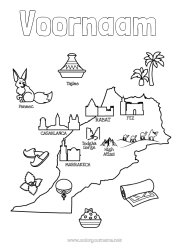 Gratis kleurplaat Geografie Symbolen Afrika Land Wereldkaart Marokko