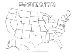 Färgläggningssida att anpassa USA Geografi Land Landskarta