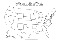 Farvelægningssiden tilpasning USA Geografi Land Kort over lande