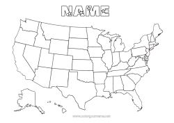Coloring to customize USA Geography Country Country map