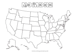 Colorear gratis Estados Unidos Geografía País Mapa del pais