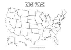 Colorare per personalizzare USA Geografia Paesi Mappa dei paesi