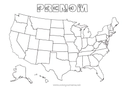 Coloriage à personnaliser USA Géographie Pays Carte des pays