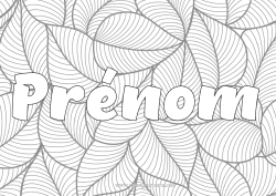 Coloriage gratuit Feuilles Nom décoré Zentangle Fond décoratif
