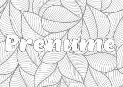 Pagină de colorat gratuită Frunze Nume decorat Zentangle Fundal decorativ
