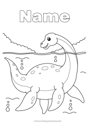Free colouring Dinosaurs Animal Plesiosaur