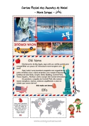 Desenho para personalizar Elfo de Natal EUA Nova Iorque Viagem do Elfo de Natal Cartão postal Cartão postal de vários duendes