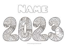 Free colouring 2023 Happy New Year