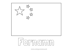Gratis färgläggning Geografi Kina Flagga Land