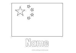 Colouring to customise Geography China Flag Country