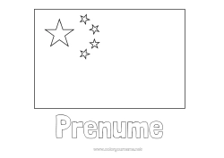 Pagină de colorat personalizată Geografie China - China Steag Țară