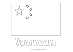 Kleurplaat aanpassen Geografie China Vlag Land