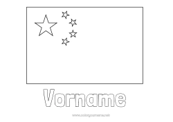 Kostenlose Malvorlage Geografie China Flagge Land