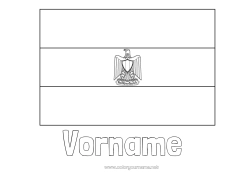 Malvorlage anpassen Geografie Ägypten Flagge Afrika Land