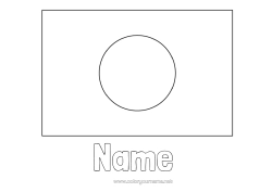 Colouring to customise Geography Japan Flag Country