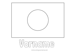 Kostenlose Malvorlage Geografie Japan Flagge Land