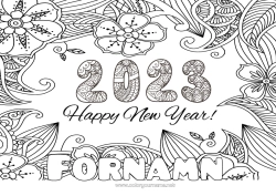 Gratis färgläggning 2023 Gott nytt år