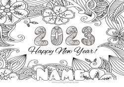 Free colouring 2023 Happy New Year