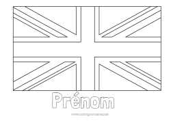 Coloriage à personnaliser Géographie Royaume-Uni Drapeau Pays