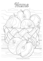 Colouring to customise Basket Fruit Apple