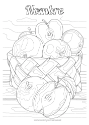 Colorear gratis Cesta Frutas Manzana
