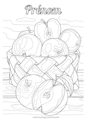Coloriage gratuit Panier Fruits Pomme