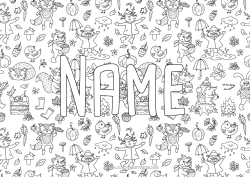 Free drawing Pumpkin Bear Autumn Fox Animal Umbrella Decorated name Rain Forest animals Boots Acorn Decorative background