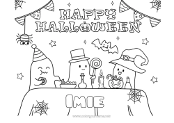 Kolorowanka do personalizacji Duch Potwór Czarownica Cukierek albo psikus? Halloween Uroczy Napis 'halloween'