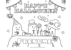 Pagină de colorat personalizată Fantomă Monstru Vrăjitoare O bomboană sau o farsă? Halloween Drăguț Înscriere 