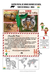 Desenho para personalizar Tigre Animal Animais selvagens da África Viagem do Elfo de Natal Cartão postal Cartão postal de vários duendes Índia
