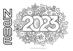 Free colouring 2023 Happy New Year