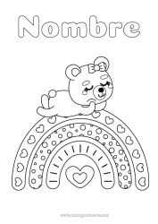 Colorear gratis Llevar Animales Osito Arcoíris Dibujos fáciles para colorear Animales del bosque