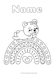 Desenho grátis Urso Animal Filhote de urso Arco-íris Desenhos para colorir fáceis Animais da floresta