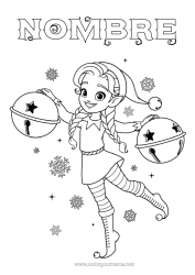 Colorear gratis Elfos de navidad Campana Dibujos de Elfos para colorear Cascabeles