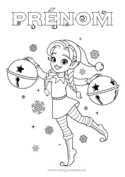 Dessin gratuit Lutins de Noël Cloche Coloriages lutins Grelots