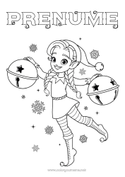 Pagină de colorat personalizată Moșneguții de Crăciun Clopot Desene de colorat cu spiriduși Clopoței