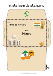 Colorazione gratuita Busta Busta da stampare Viaggio dell'elfo di Natale India Busta per la posta dell'elfo di Natale