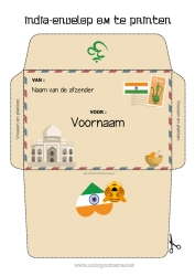 Gratis tekening Envelop Afdrukbare enveloppen Kerstelfreis India Envelop voor kerstelfpost