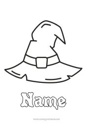 Free colouring Witch Carnival Hat Easy colouring pages Magician Wizard's hat
