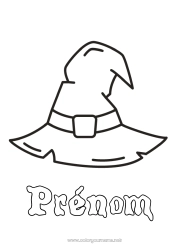 Coloriage gratuit Sorcière Carnaval Chapeau Coloriages faciles Magicien